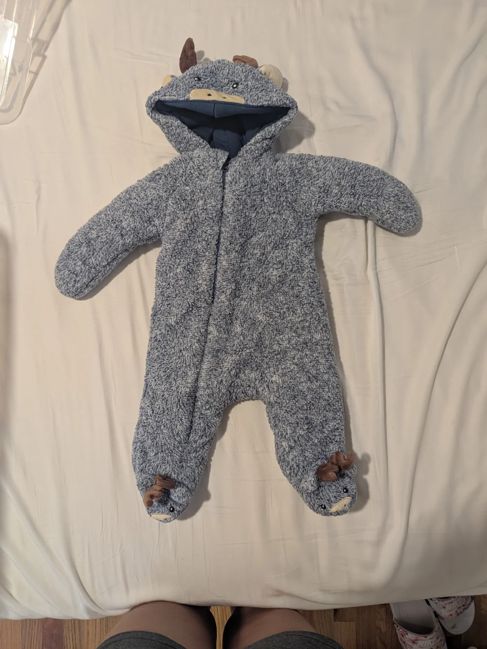 Koalibaby Blue Moose Plush One-Piece Footie for Babies